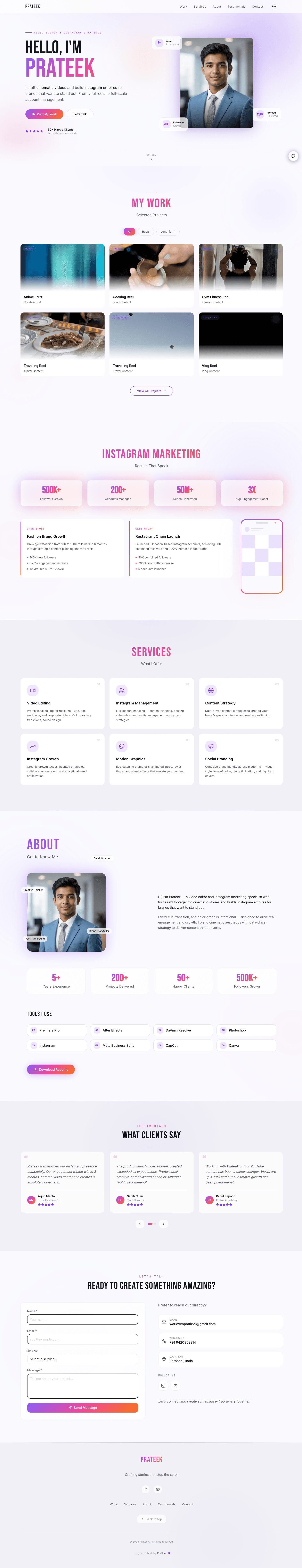 Prateek M. portfolio — Video Editor